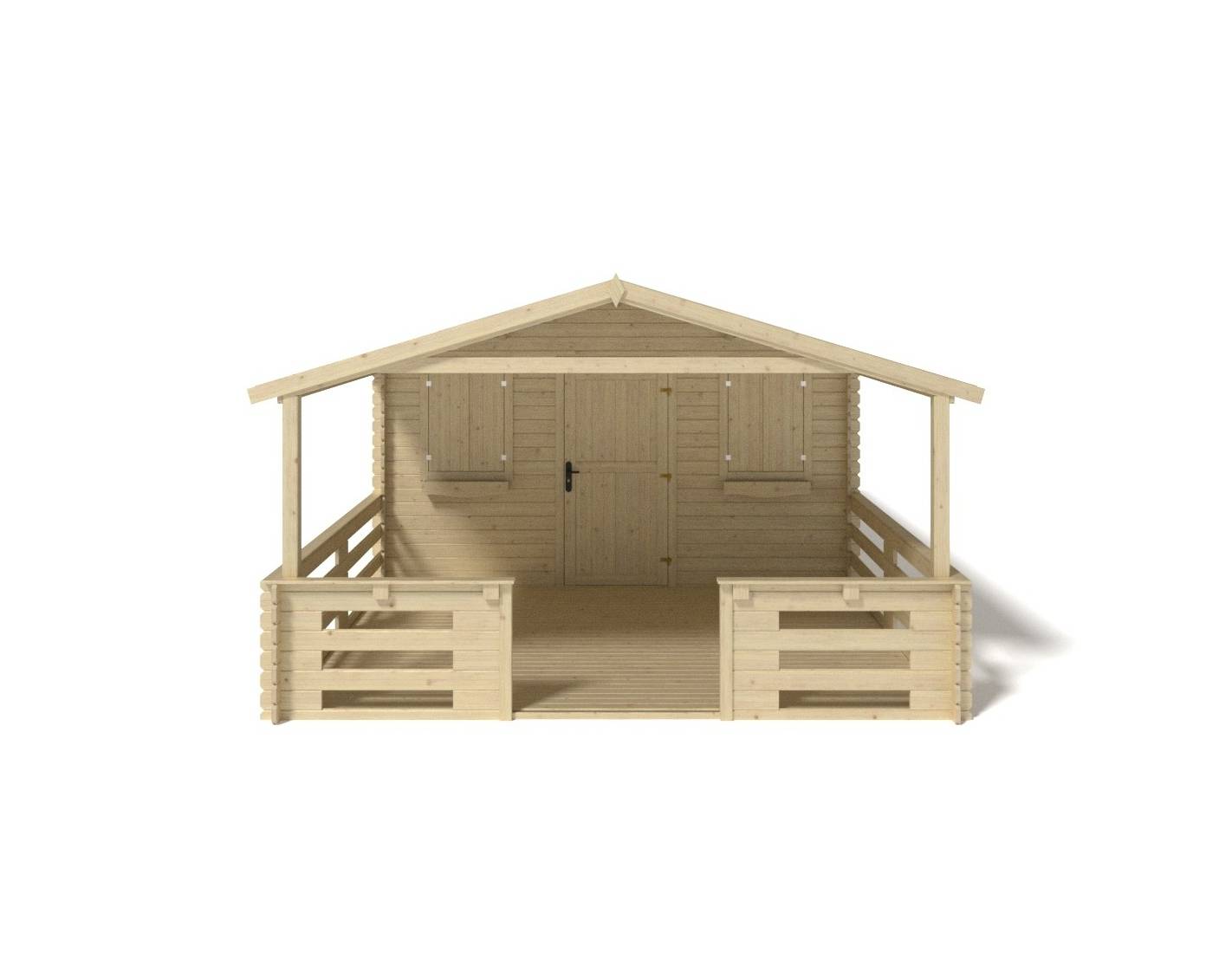Altanka - Abri de jardin en bois - 4x3 m + terrasse avec balustrade et avant-toit en bois - 24 m2 - DOM337+DOM392+DOM393+POD04 - ALTANKA - Image 7