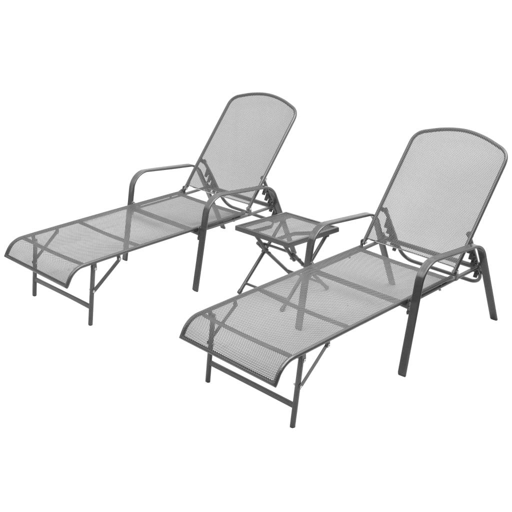 ComfortXL - Lot 2 Transats Acier Gris avec Table Pliante – ComfortXL Outdoor Living - Image 1