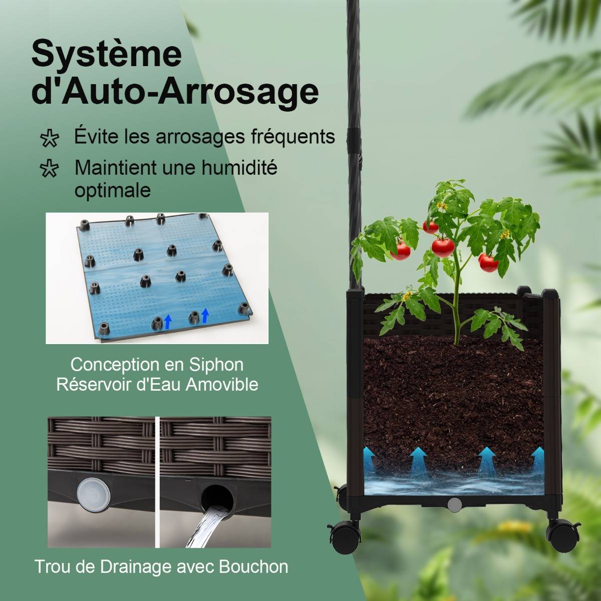 Arche de Jardin 288cm avec 2 Bacs Jardinière et Treillis Pergola avec Tubes Métalliques - Image 6