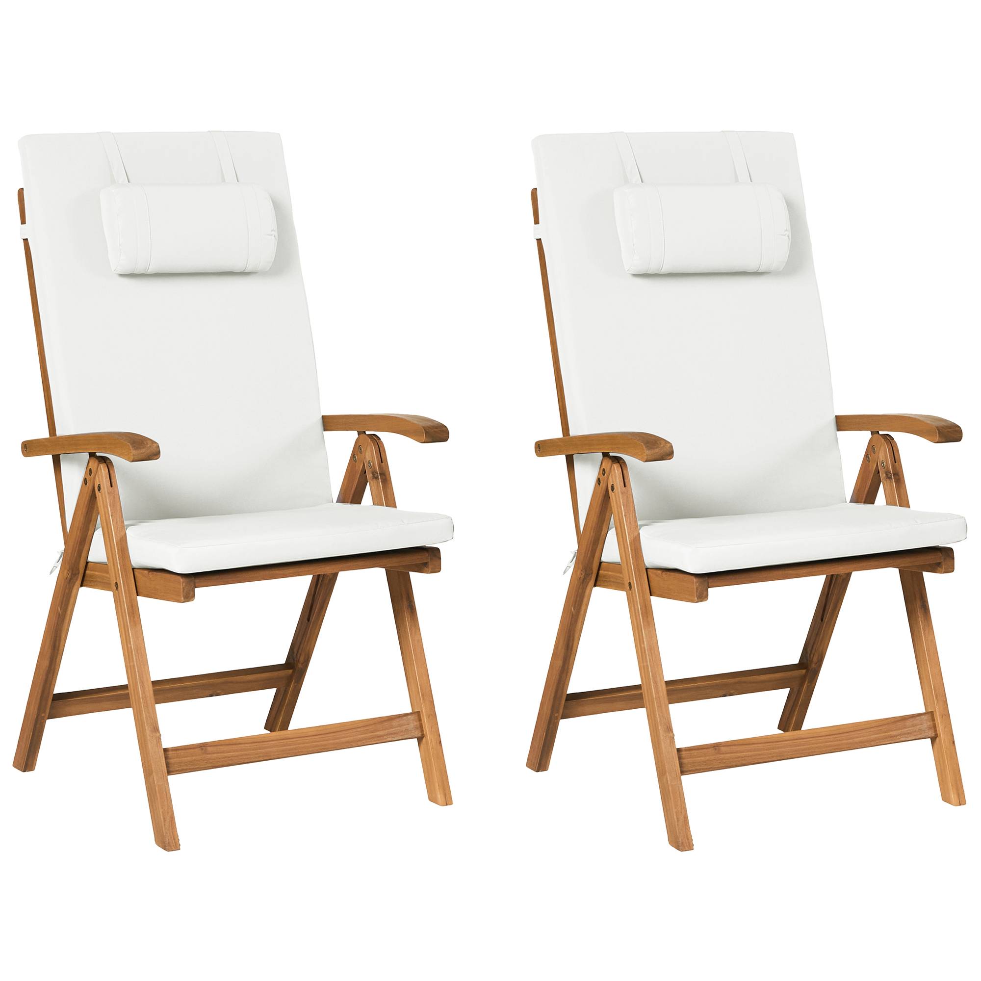 Chaise de jardin Acacia Blanc cassé JAVA PREMIUM - Beliani - Image 1