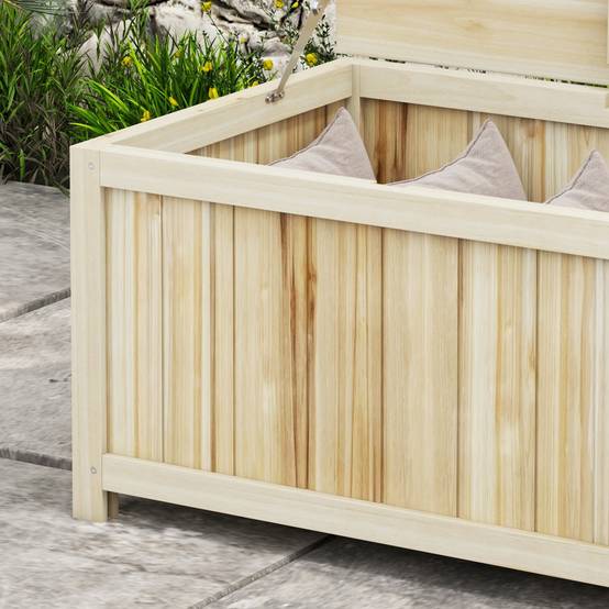 Coffre de rangement jardin en bois 172L avec vérins, pour l'extérieur - 120L x 55l x 45H cm - Image 9