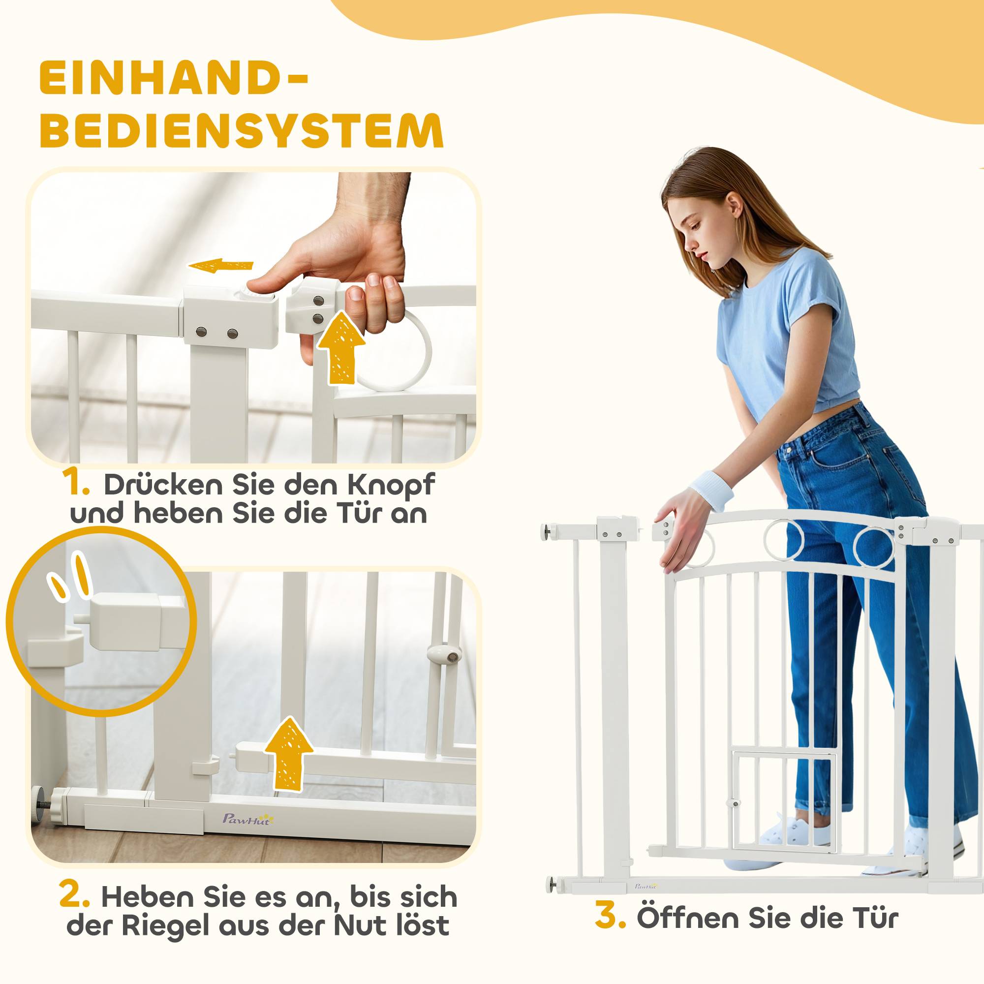 Barrière Sécurité Escalier Métal avec Chatière 76-104cm Blanc - ComfortXL Outdoor Living - Image 6