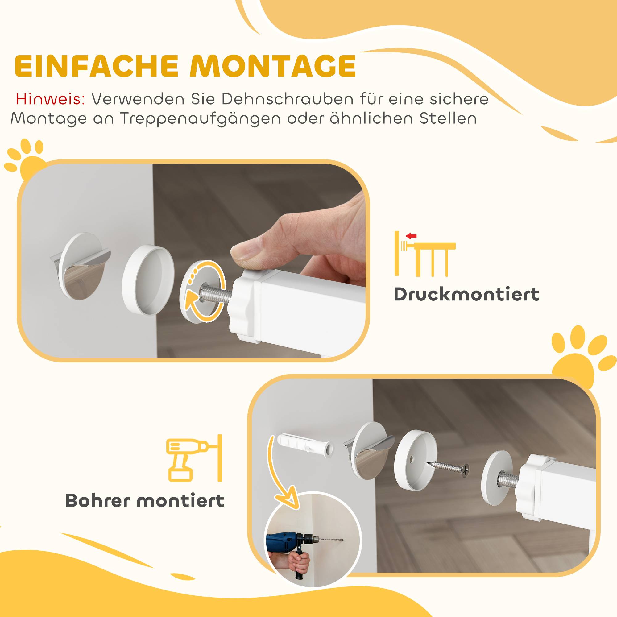 Barrière Sécurité Escalier Métal avec Chatière 76-104cm Blanc - ComfortXL Outdoor Living - Image 5