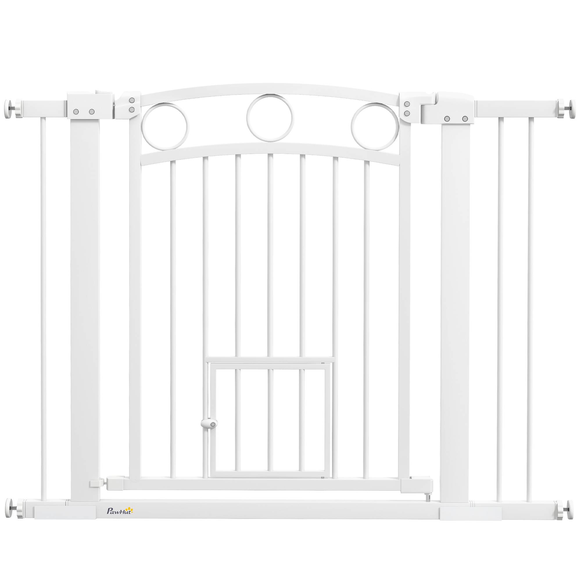 Barrière Sécurité Escalier Métal avec Chatière 76-104cm Blanc - ComfortXL Outdoor Living - Image 2