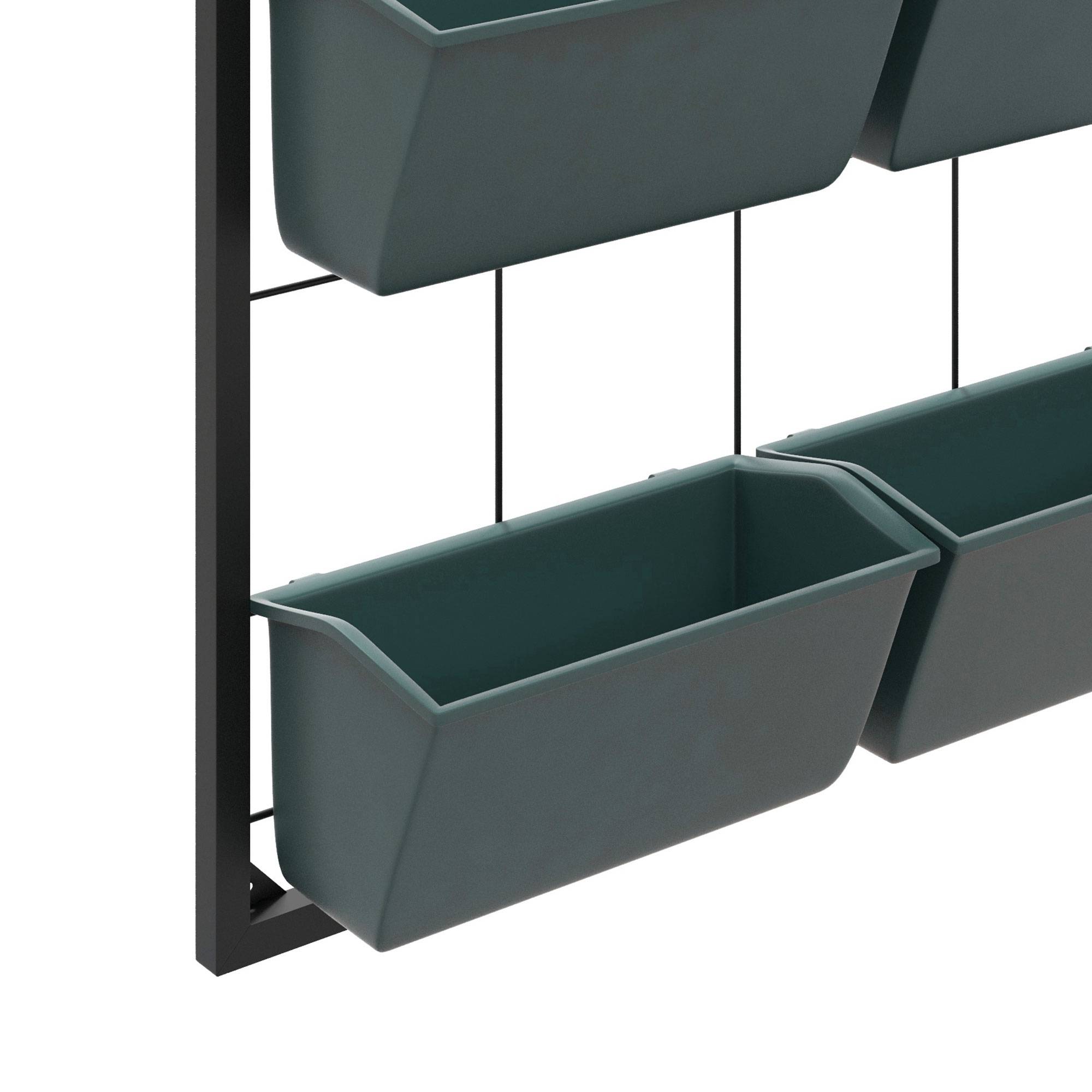 Potager Vertical 3 Niveaux 6 Pots Acier Plastique, 52x14x66cm, Vert Foncé - Image 10