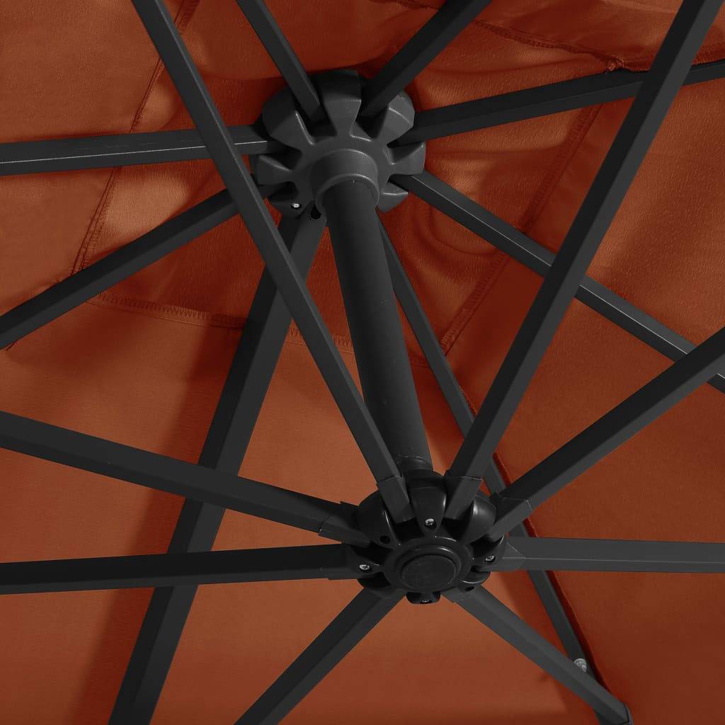 Helloshop26 - Parasol mobilier de jardin déporté avec lumières led 250 x 250 cm orange - Image 6