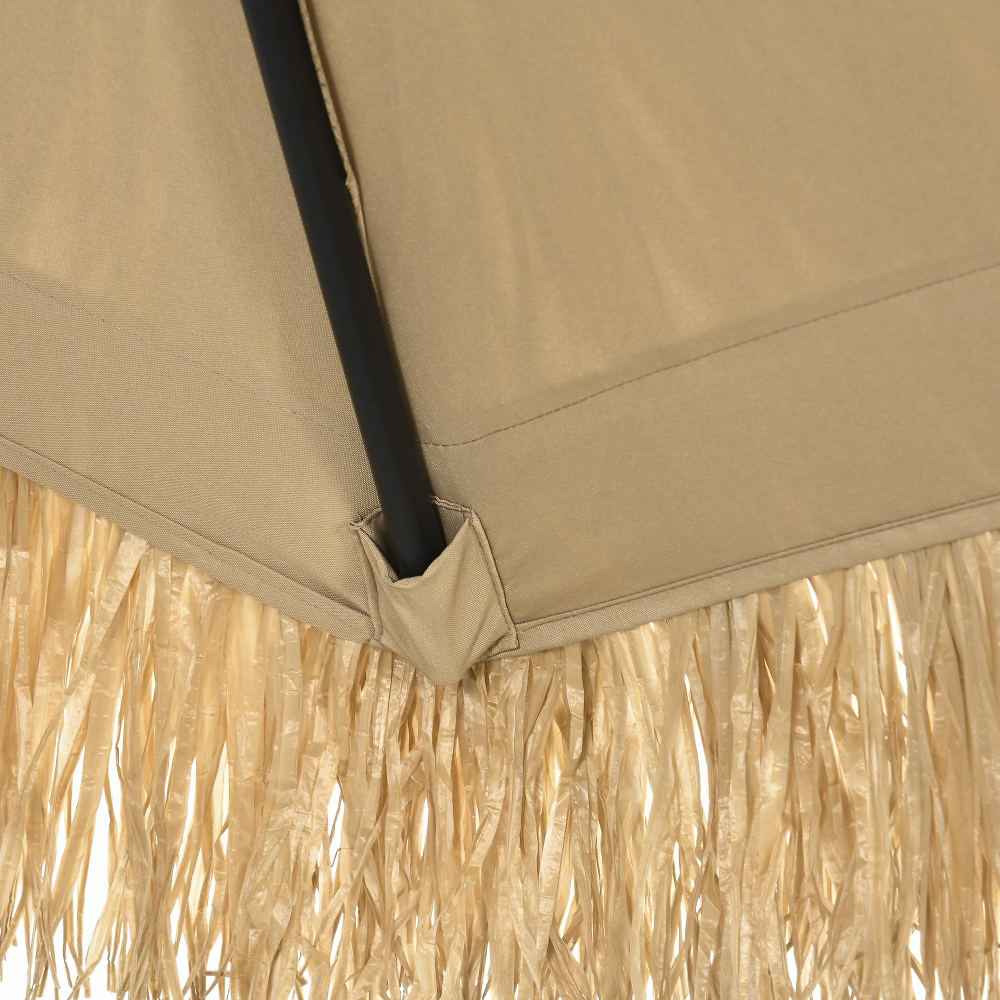 Parasol de jardin rond avec toile en paille et manivelle, Ø265 x 250 cm, kaki - Image 10