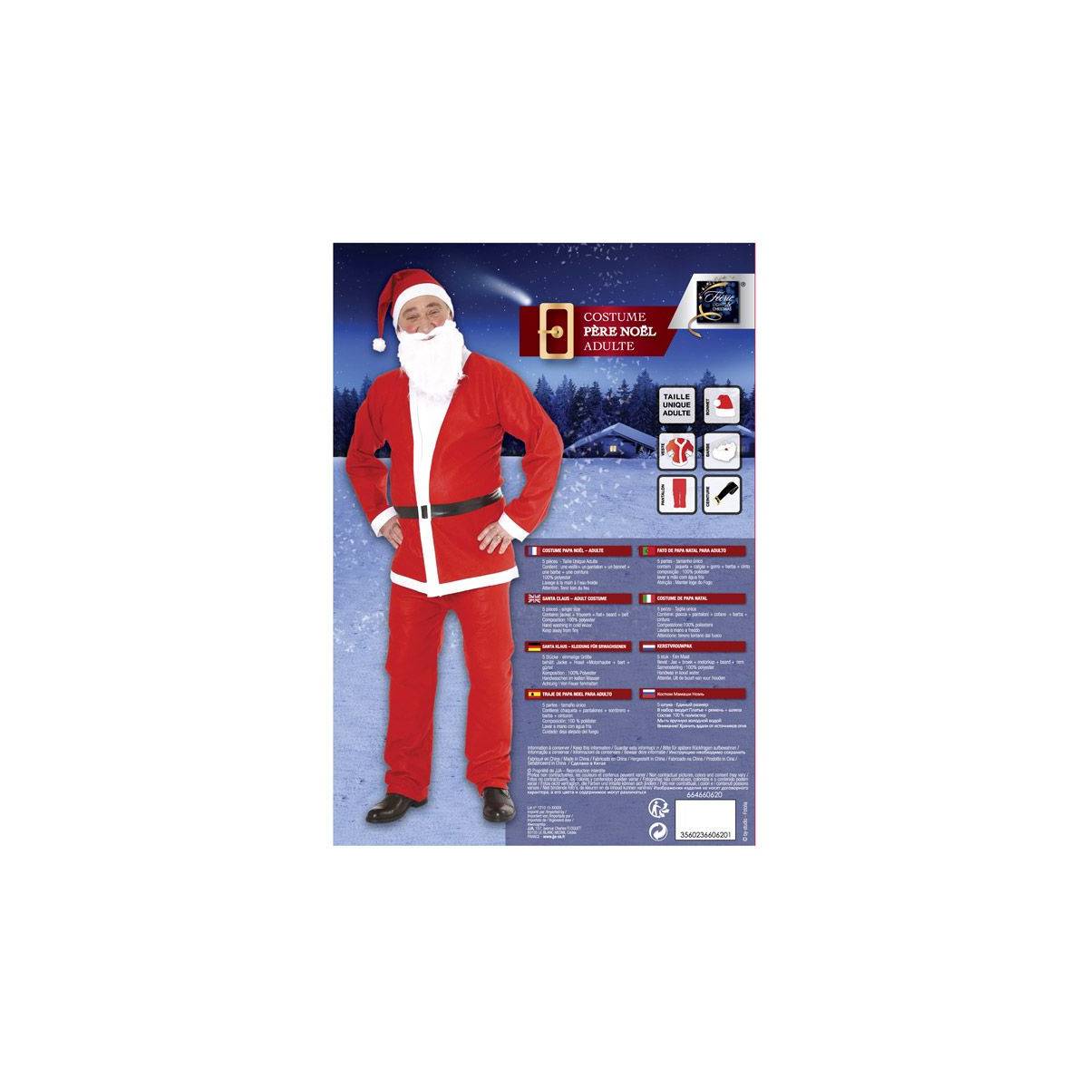 Déguisement Adulte "Père Noël" Taille Unique Rouge - Image 2