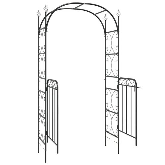 Arche Jardin avec Portillon Acier Verrouillable Tonnelle Entrée Séparation 108x235 Noir - ComfortXL Outdoor Living - Image 5