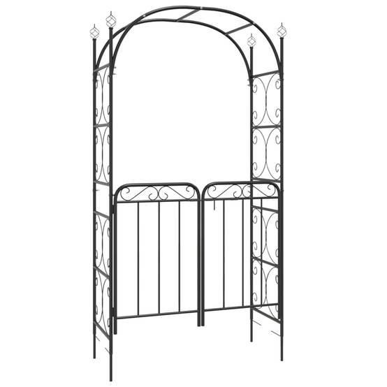 Arche Jardin avec Portillon Acier Verrouillable Tonnelle Entrée Séparation 108x235 Noir - ComfortXL Outdoor Living - Image 2