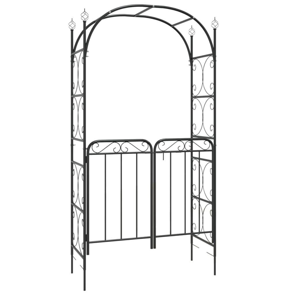 Arche Jardin avec Portillon Acier Verrouillable Tonnelle Entrée Séparation 108x235 Noir - ComfortXL Outdoor Living - Image 2