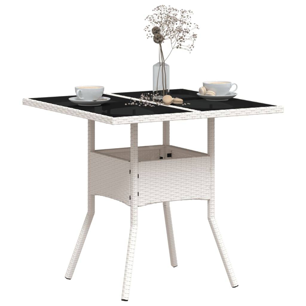 ComfortXL - Table de Jardin Carrée Blanche 80x80cm pour 2 à 4 Personnes, Polyrotin et Dessus Verre – ComfortXL Outdoor Living - Image 4