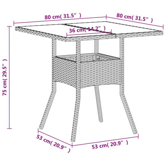 ComfortXL - Table de Jardin Carrée Blanche 80x80cm pour 2 à 4 Personnes, Polyrotin et Dessus Verre – ComfortXL Outdoor Living - Image 6