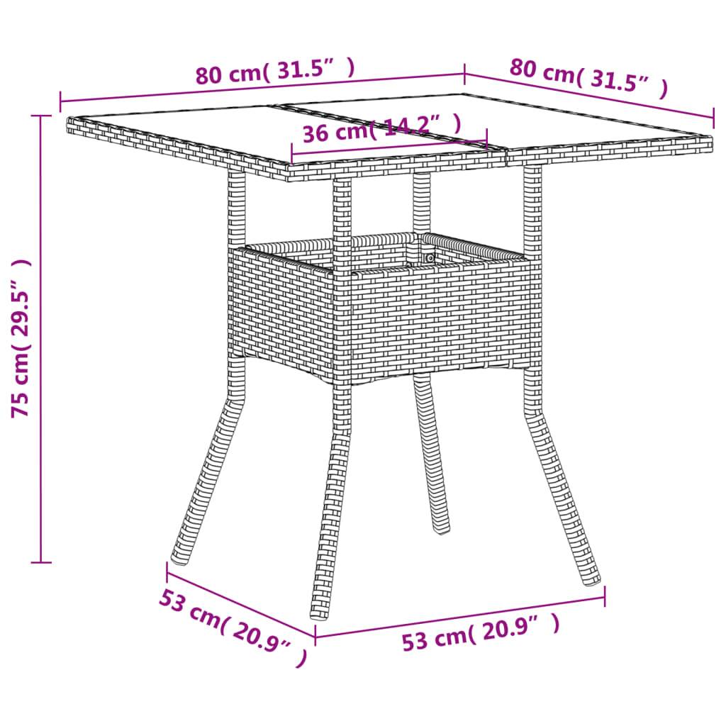 ComfortXL - Table de Jardin Carrée Blanche 80x80cm pour 2 à 4 Personnes, Polyrotin et Dessus Verre – ComfortXL Outdoor Living - Image 6