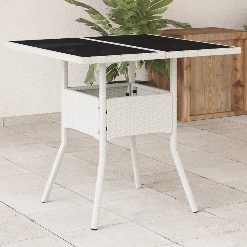 ComfortXL - Table de Jardin Carrée Blanche 80x80cm pour 2 à 4 Personnes, Polyrotin et Dessus Verre – ComfortXL Outdoor Living - Image 1