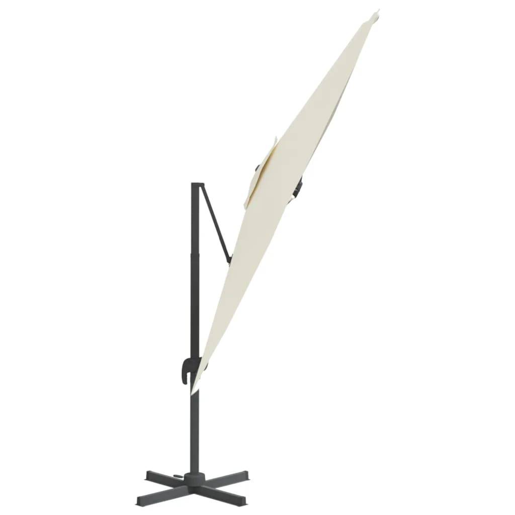 Helloshop26 - Parasol meuble de jardin cantilever à led 400 x 300 cm blanc sable - Image 4
