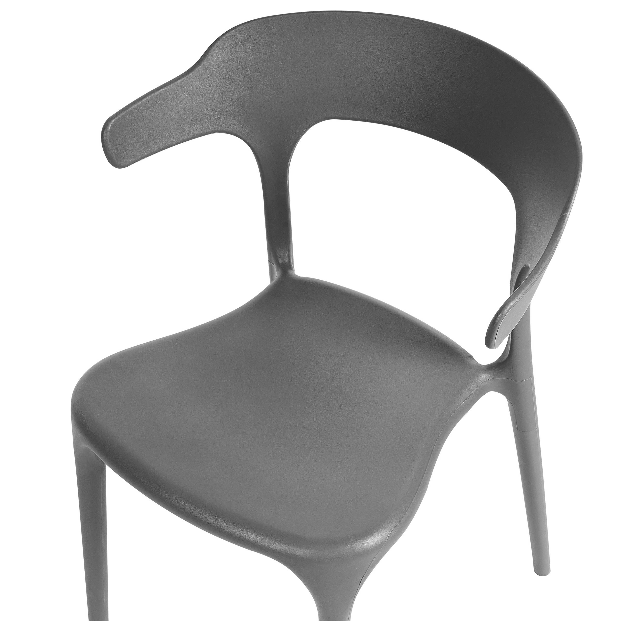 Beliani - Lot 4 Chaises de Salle à Manger Gris Foncé en Plastique Empilables à Demi Accoudoirs pour Intérieur et Extérieur Design Moderne - Image 6