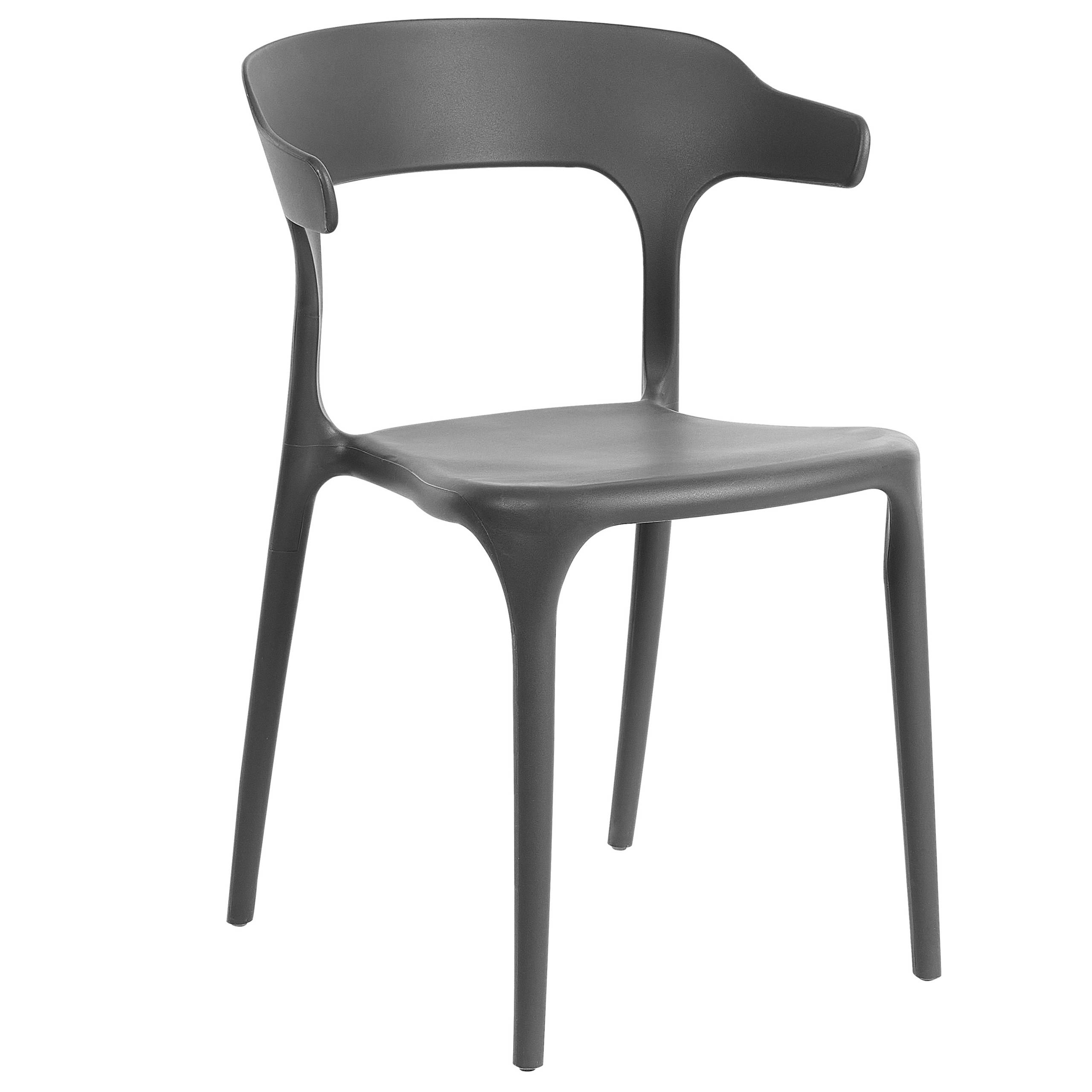 Beliani - Lot 4 Chaises de Salle à Manger Gris Foncé en Plastique Empilables à Demi Accoudoirs pour Intérieur et Extérieur Design Moderne - Image 4