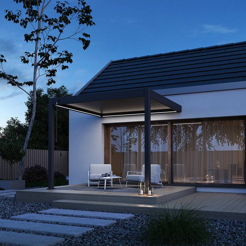 Ombrea - Kit LED Pergola Bioclimatique adossée 3x3M