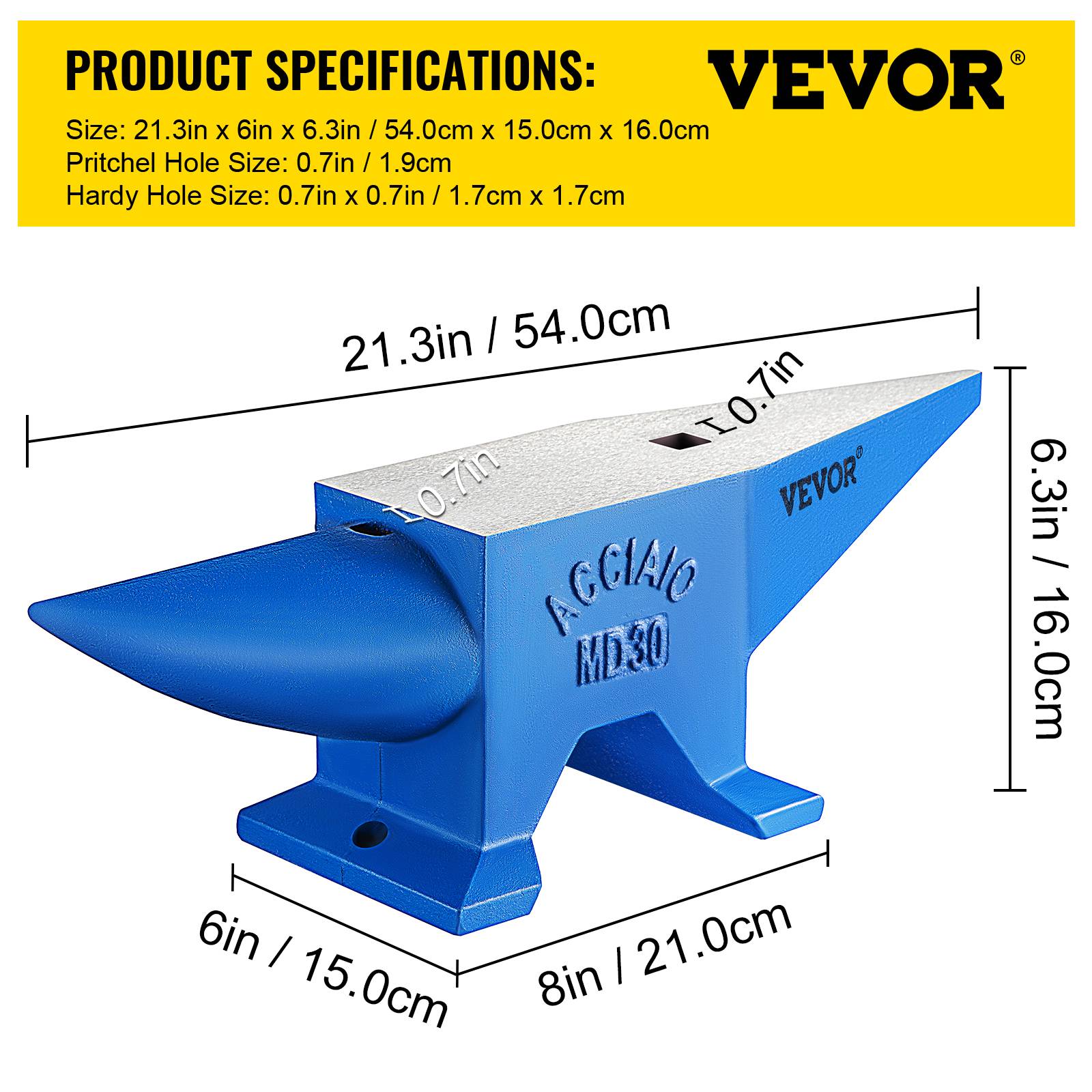 Vevor - VEVOR Enclume métal 66 lb, conception stable. Pour forgerons, rivetage, aplatissage, formage. - Image 7
