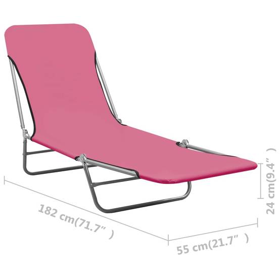 Maison Chic - Lot de 2 Bain de soleil pliables - Transats - Chaises longues Acier et tissu Rose - MEUBLE PRO - Image 8