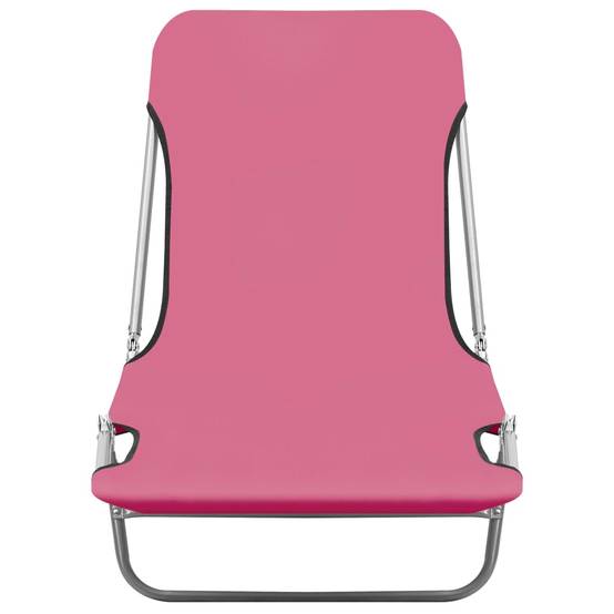 Maison Chic - Lot de 2 Bain de soleil pliables - Transats - Chaises longues Acier et tissu Rose - MEUBLE PRO - Image 3