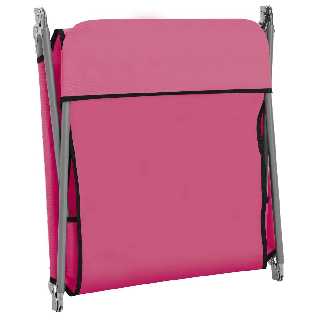 Maison Chic - Lot de 2 Bain de soleil pliables - Transats - Chaises longues Acier et tissu Rose - MEUBLE PRO - Image 6