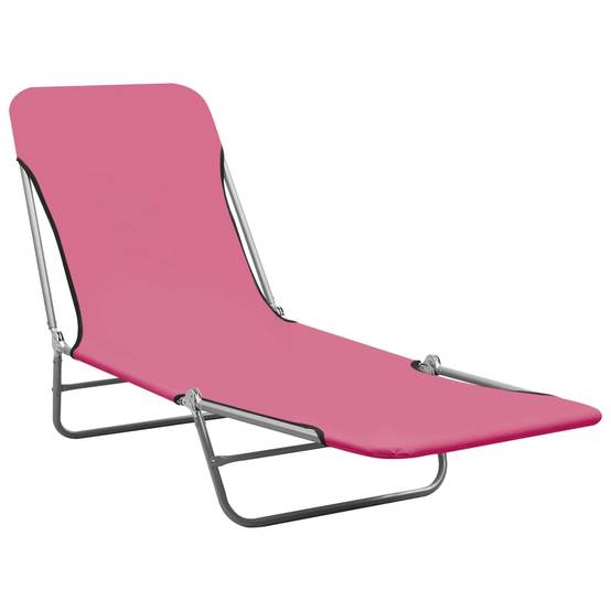 Maison Chic - Lot de 2 Bain de soleil pliables - Transats - Chaises longues Acier et tissu Rose - MEUBLE PRO - Image 1