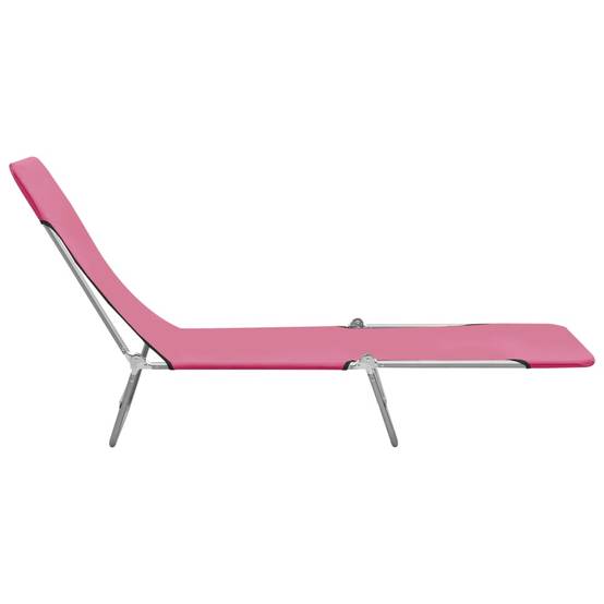 Maison Chic - Lot de 2 Bain de soleil pliables - Transats - Chaises longues Acier et tissu Rose - MEUBLE PRO - Image 4