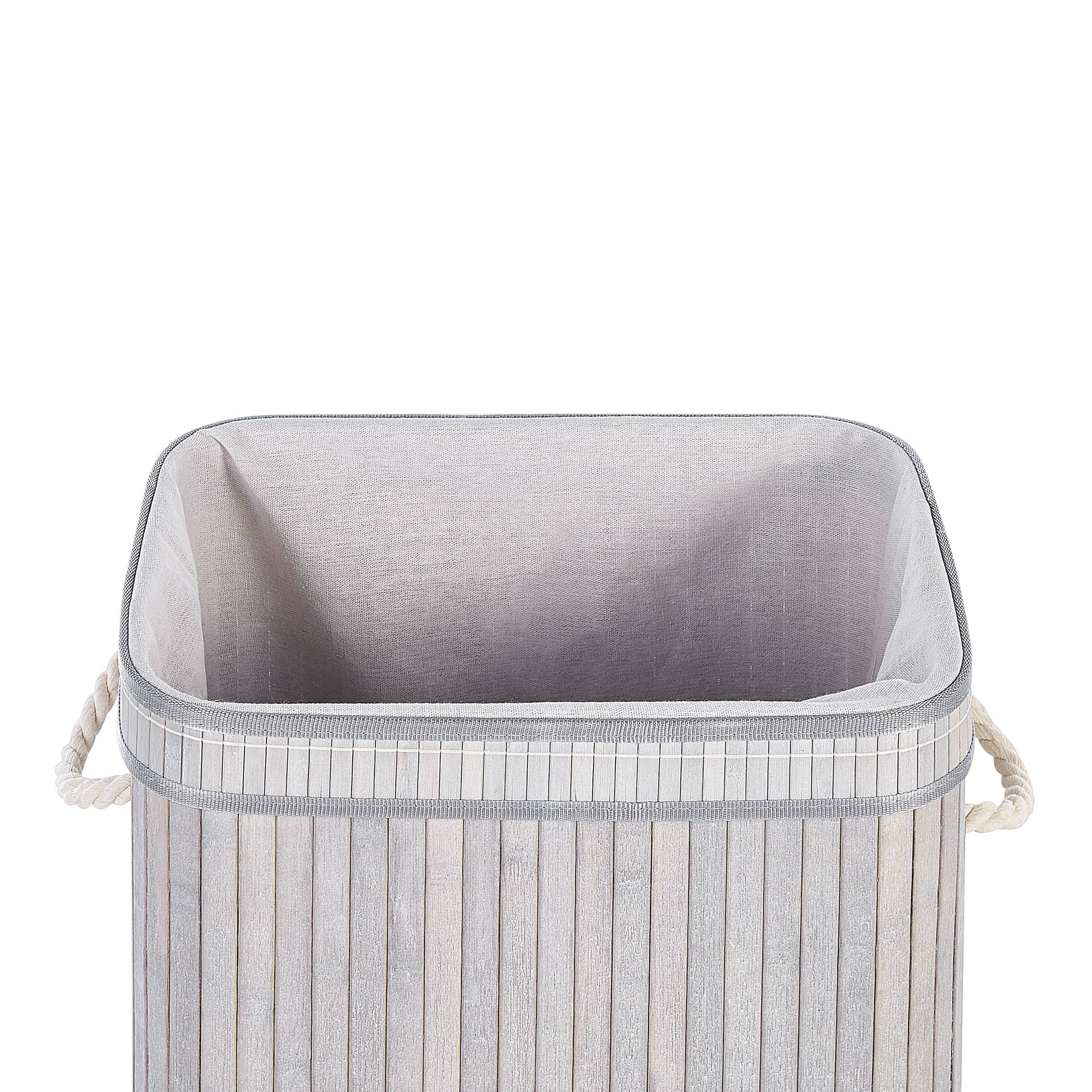 Panier Gris en Bambou Coton et Viscose 60 cm avec Couvercle Corbeille à Linge Rectangle à Anses Rangement Spacieux Pratique et Fonctionnel - Image 7