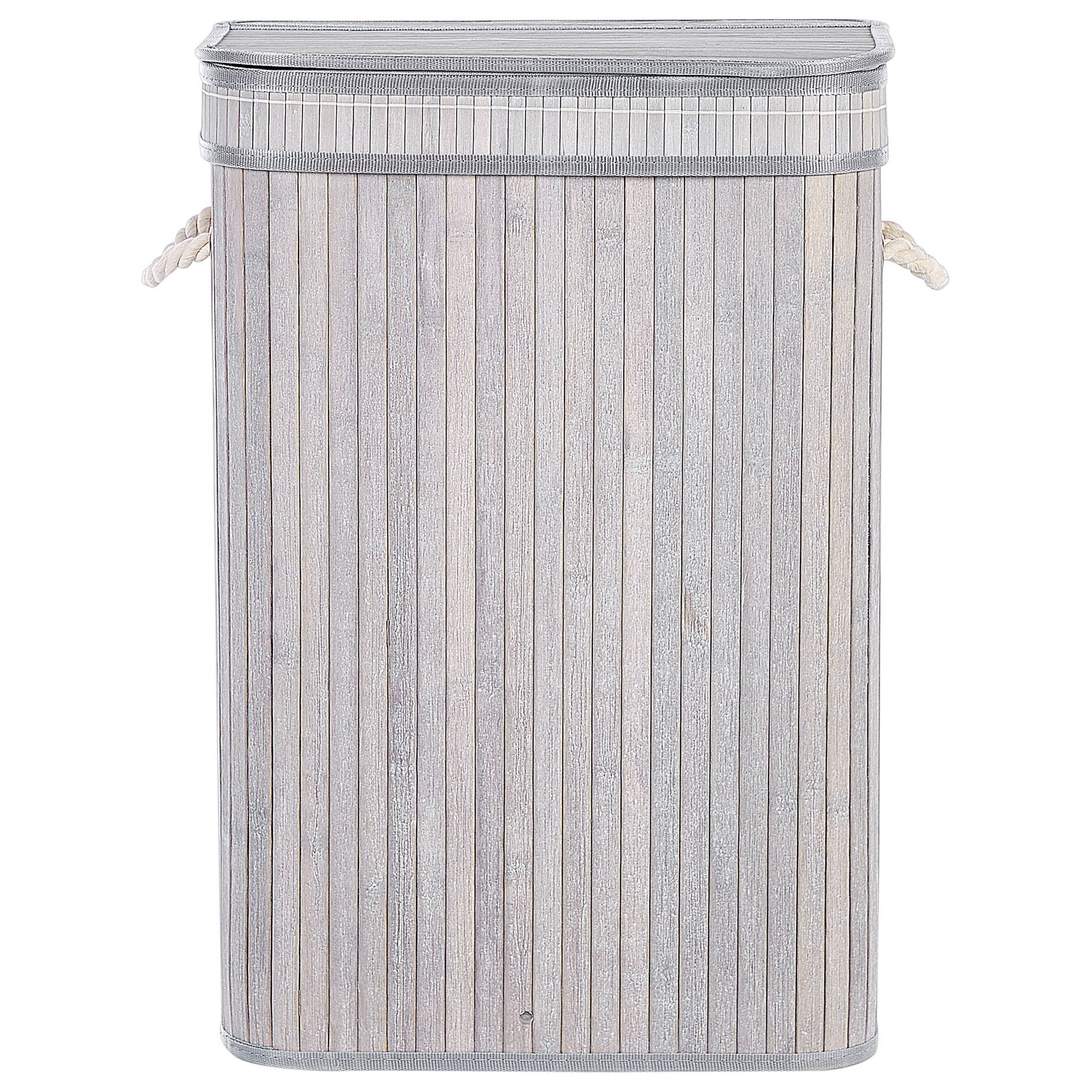 Panier Gris en Bambou Coton et Viscose 60 cm avec Couvercle Corbeille à Linge Rectangle à Anses Rangement Spacieux Pratique et Fonctionnel - Image 5