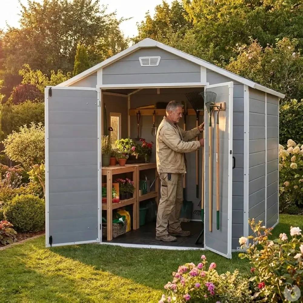 Abri de jardin Lys en plastique hauteur 222 cm - 2 portes 4,18m² - Image 6