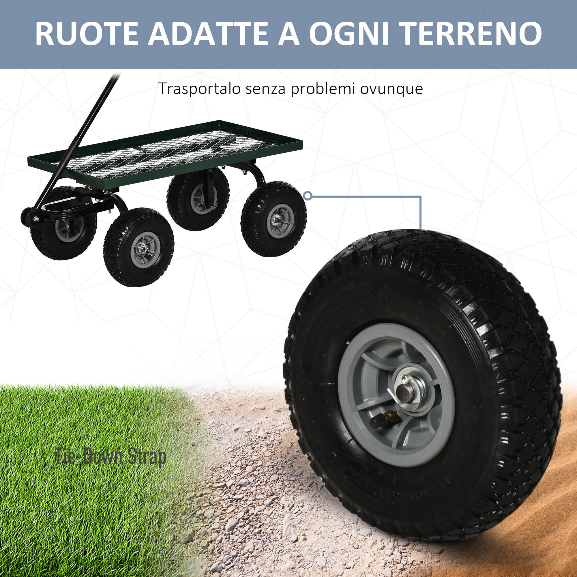 ComfortXL - Chariot de jardin en acier 94 x 48,5 x 100 cm noir et vert charge 150 kg tout-terrain - ComfortXL Outdoor Living - Image 7