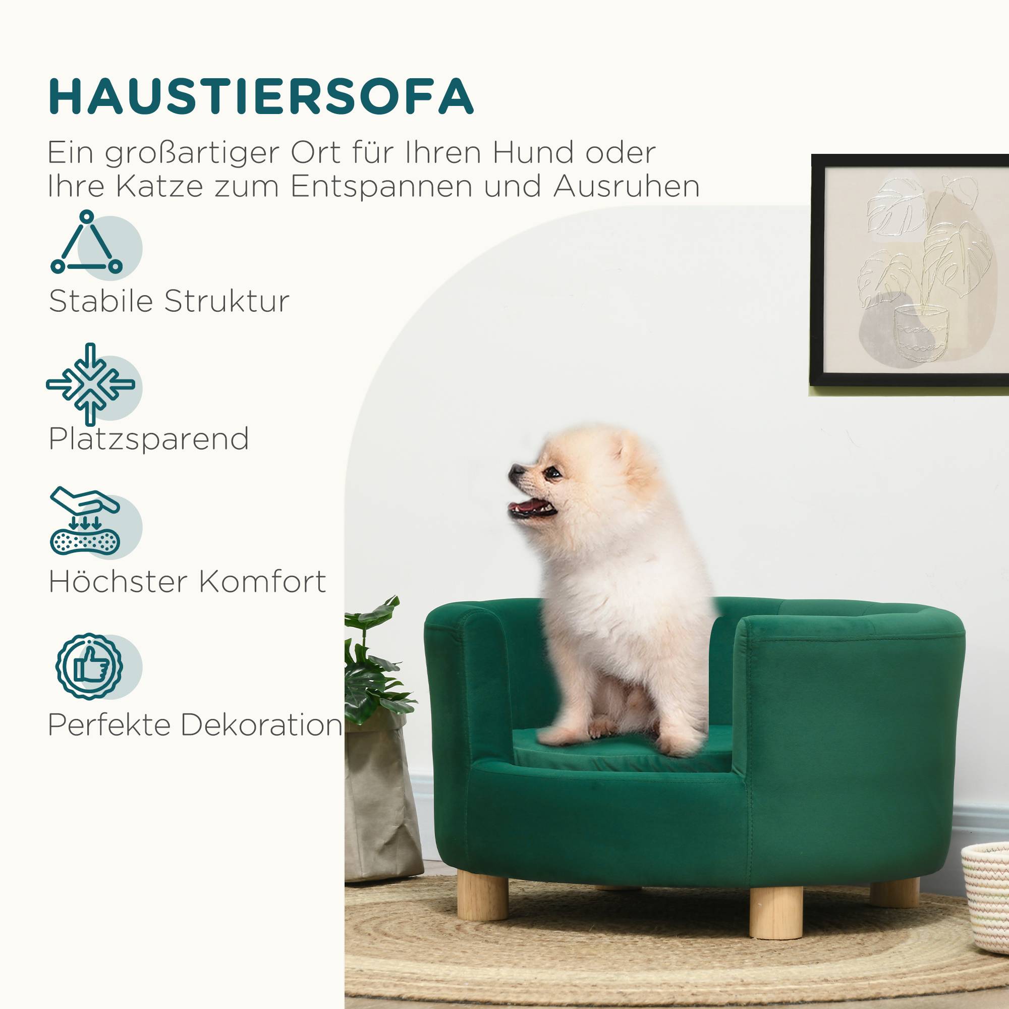 ComfortXL - Canapé pour petit chien polyester mousse 65 x 64 x 37 cm vert dossier enveloppant et coussin moelleux - Image 7