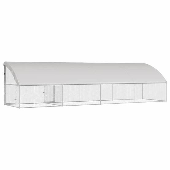 Grande Volière Extérieure 8x2m en Acier Galvanisé, Parc Grillagé 16m² avec Toit Étanche pour Poules et Volailles – ComfortXL Outdoor Living - Image 6