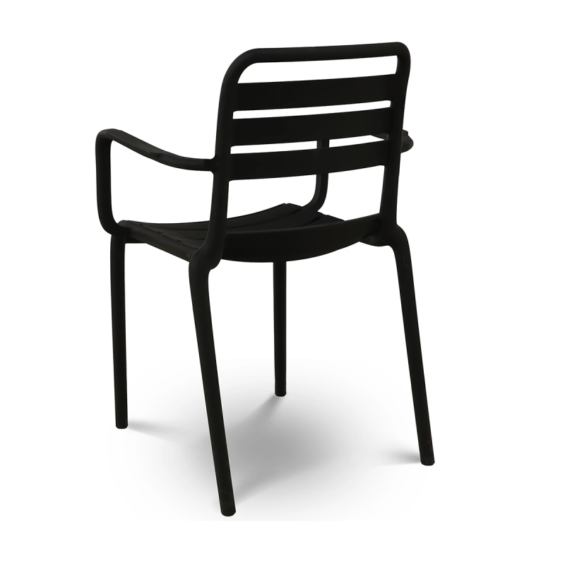 Chaise de jardin empilable PP accoudoirs noir Ambiance - Image 4
