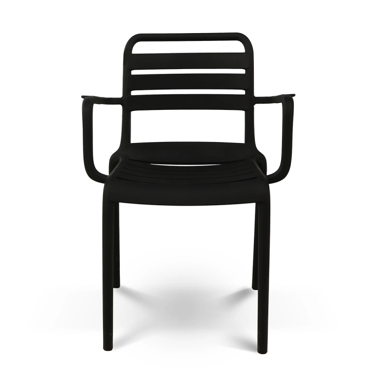 Chaise de jardin empilable PP accoudoirs noir Ambiance - Image 3