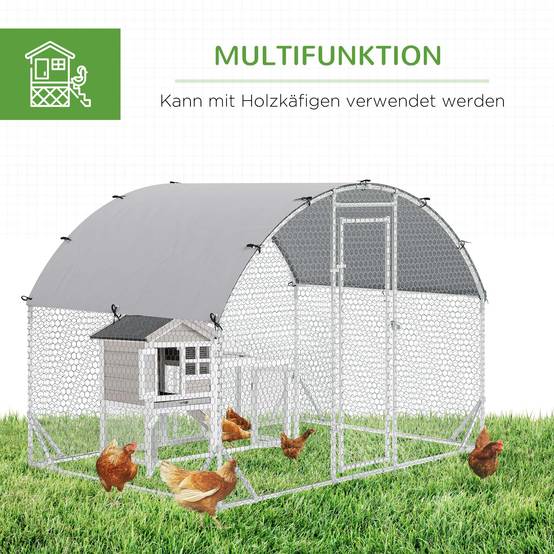 Enclos Poulailler Acier Galvanisé 5.32m² Volière Extérieure avec Toit 280x190x197cm - ComfortXL Pet Living - Image 5