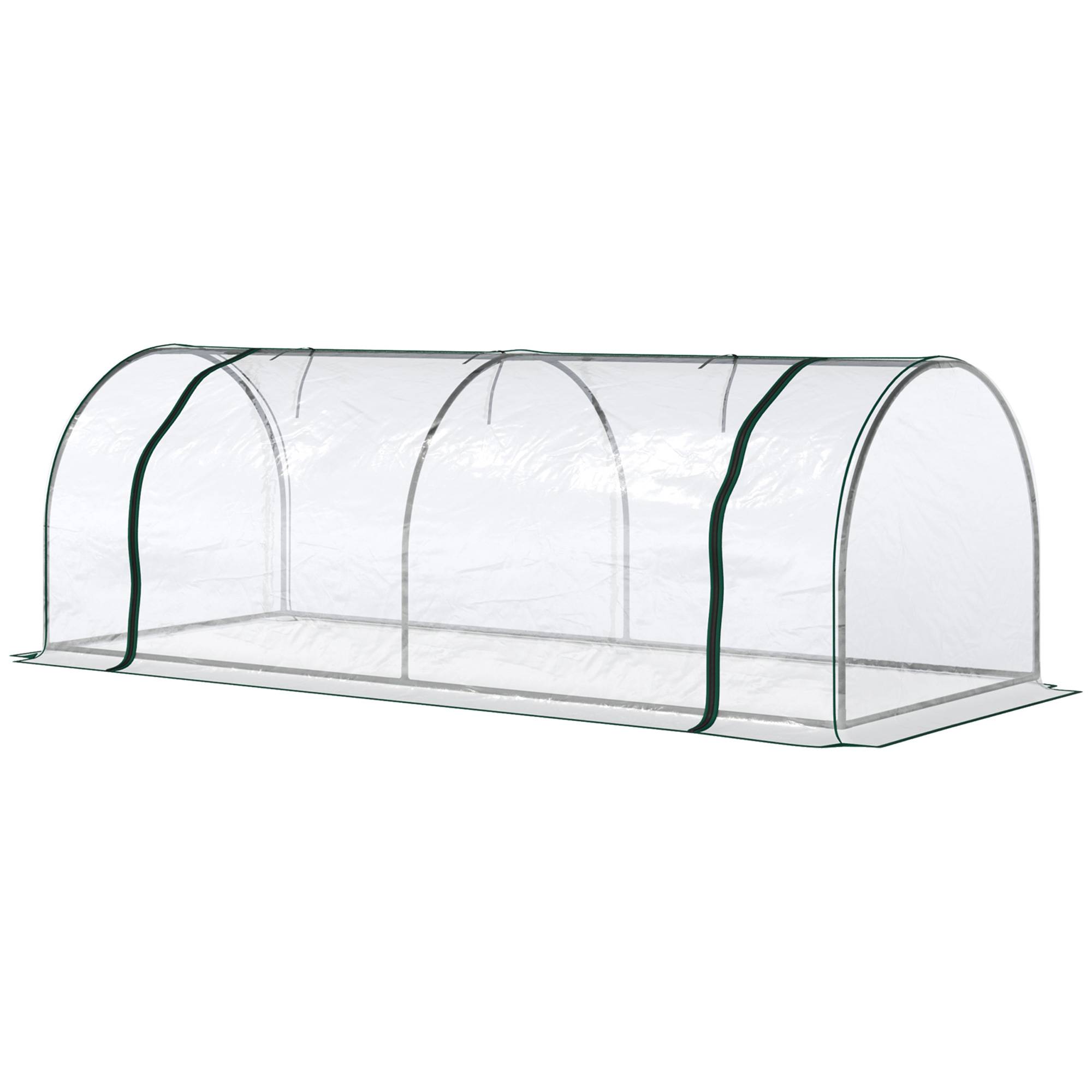Serre de Jardin Tunnel mini serre tunnel serre à tomates 2,5L x 1l x 0,8H m Grande Porte zippée bâche PVC Transparent métal époxy Vert - Image 1