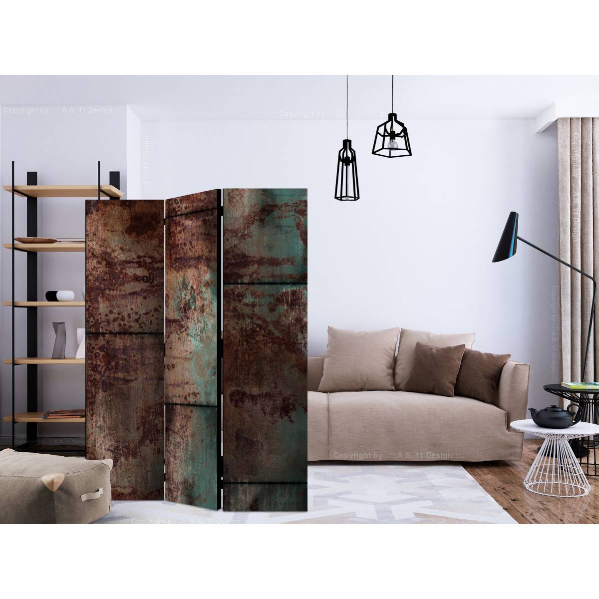 Paravent 3 Volets "Dark Metal Sheet" 135x172cm - Image 2