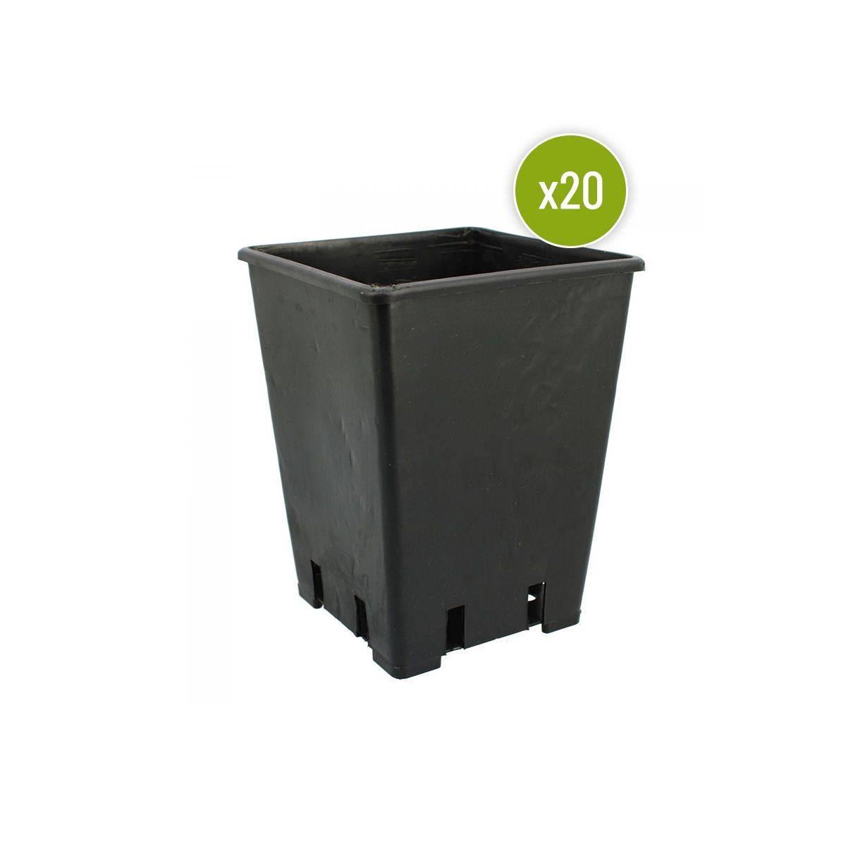 Lot de 20 Pots Carrés Noirs Hauts 3.4L – 15x15x20 cm - Image 1