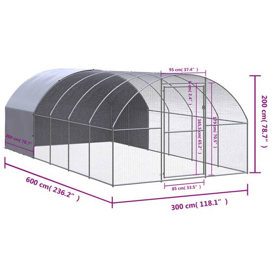 Vidaxl - Poulailler d'extérieur 3x6x2 m Acier galvanisé vidaXL 3095474 - Image 3