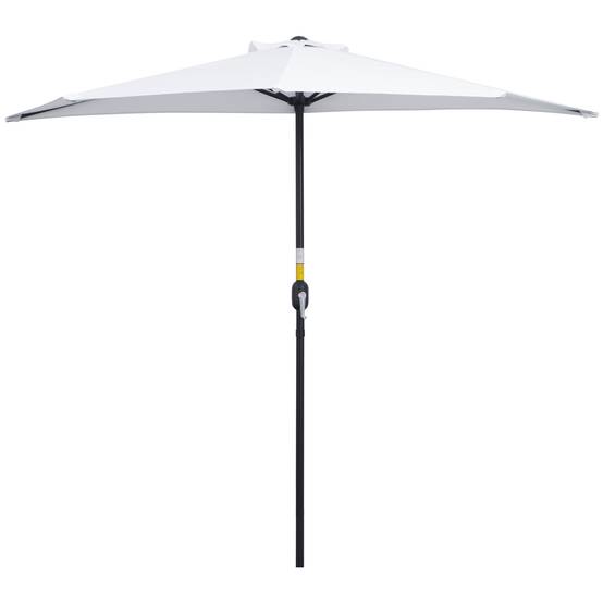 Demi-Parasol Ø 2,6 m, parasol de balcon 5 entretoises acier polyester crème fr128 - Image 1