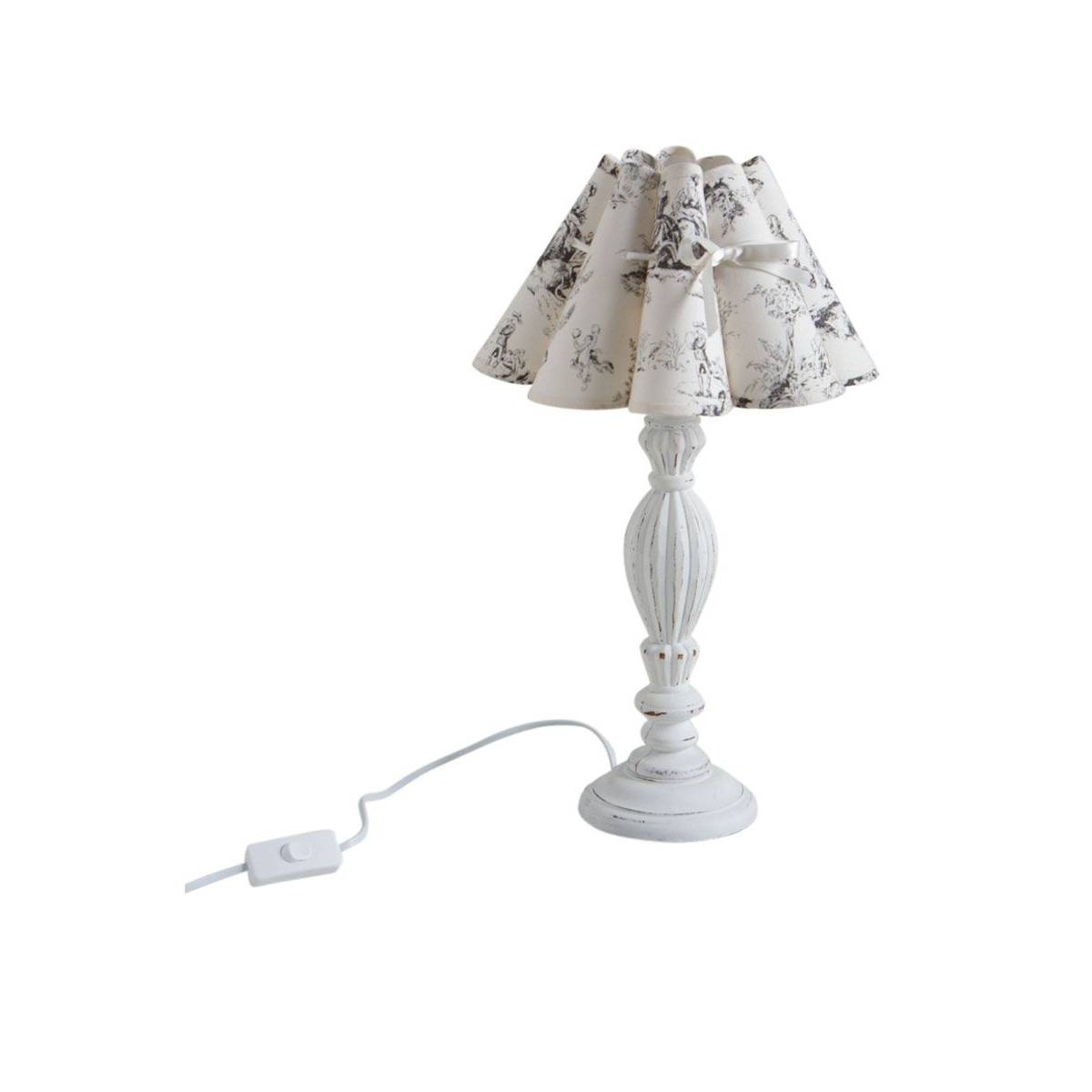Aubry Gaspard - Lampe en bois et toile esprit toile de Jouy