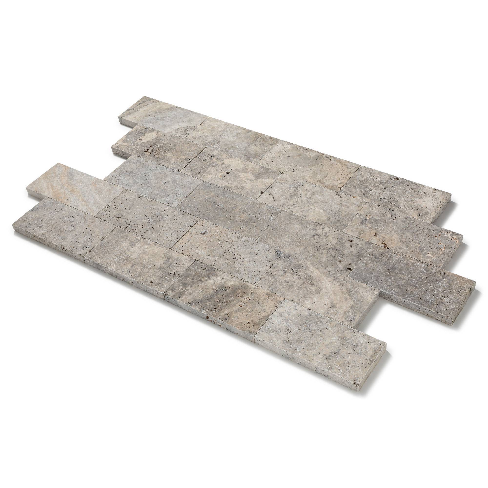 Pavé Travertin Gris Silver 30,5x15,25x3 cm (vendu au m² - 22 pavés/m²) - RO'MA NATURE - Image 1