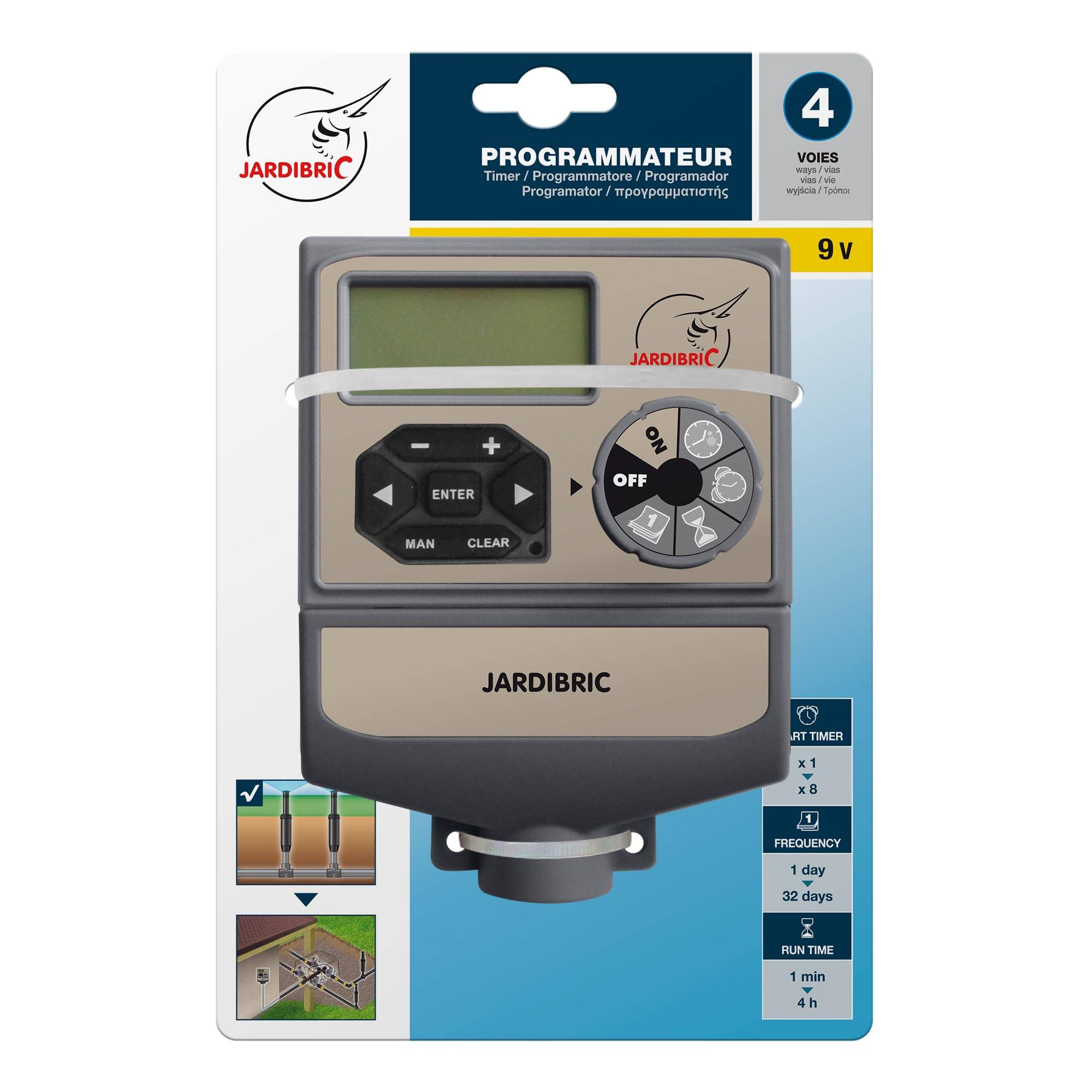 Jardibric - Jardibric - Programmateur Arrosage 9V 4 Voies - 2 Programmes Indépendants Multi-Zones Électrovanne - Image 8