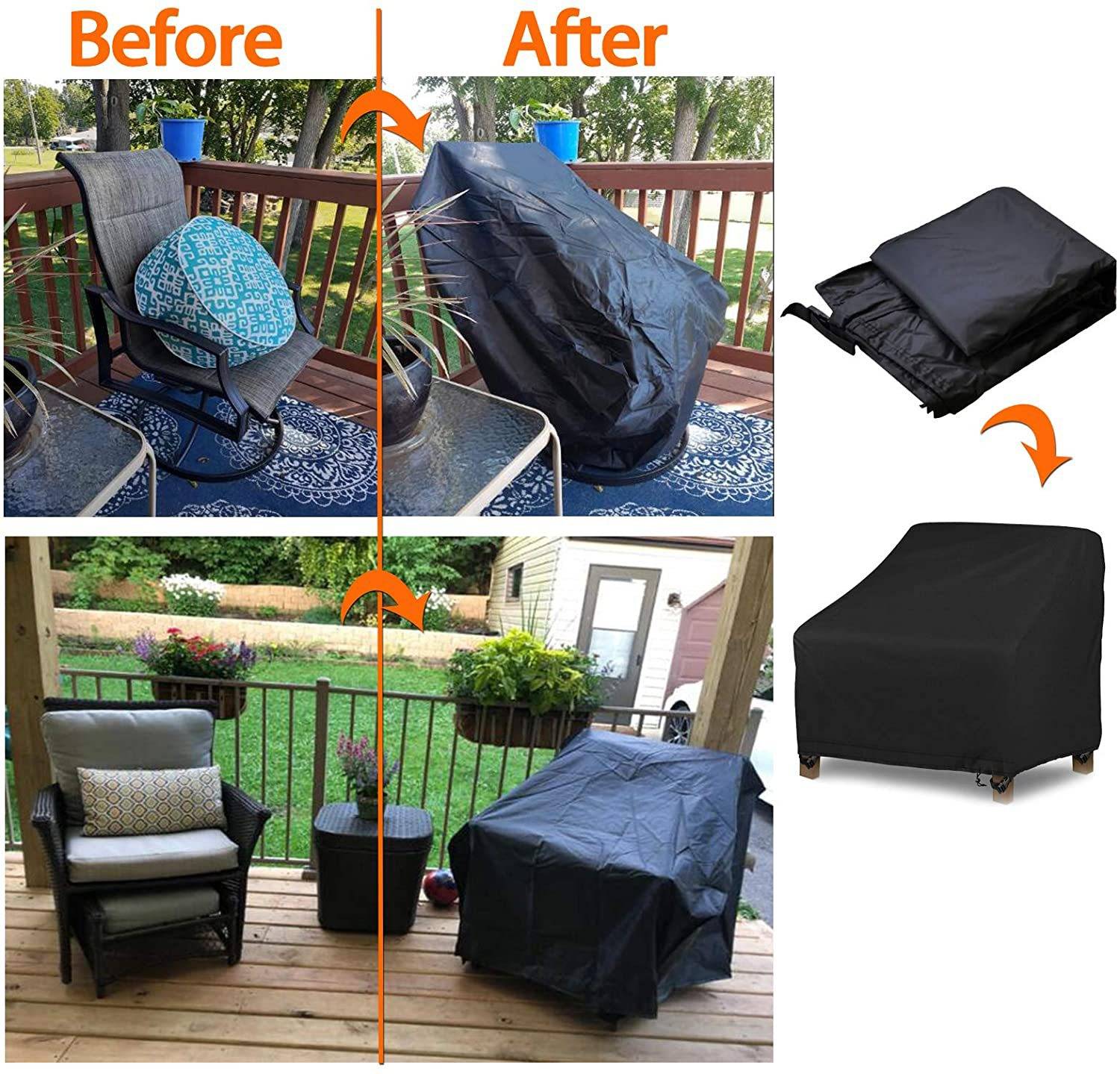 IntiMeg - Housse de Protection pour Chaise de Jardin, Housse Imperméable pour Fauteuil Extérieur, 420D Tissu Oxford, 97*79*74cm-2 pièces IntiMeg - Image 5