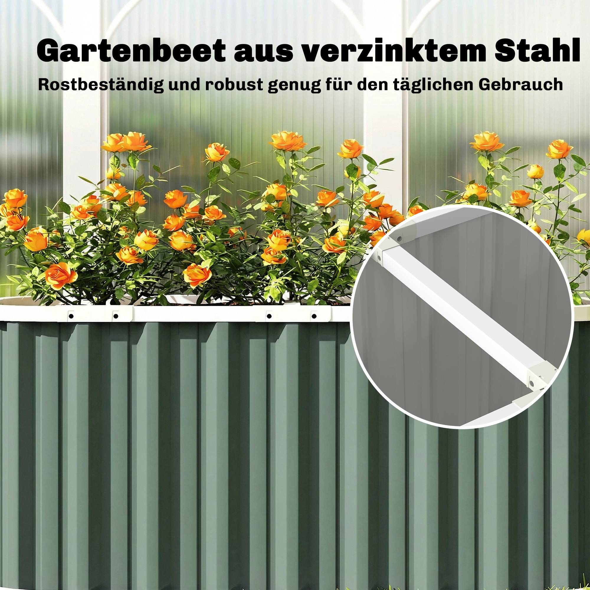 Potager sur pied métal acier galvanisé jardin profondeur extra bords sûrs 136x61 cm vert - ComfortXL Outdoor Living - Image 10
