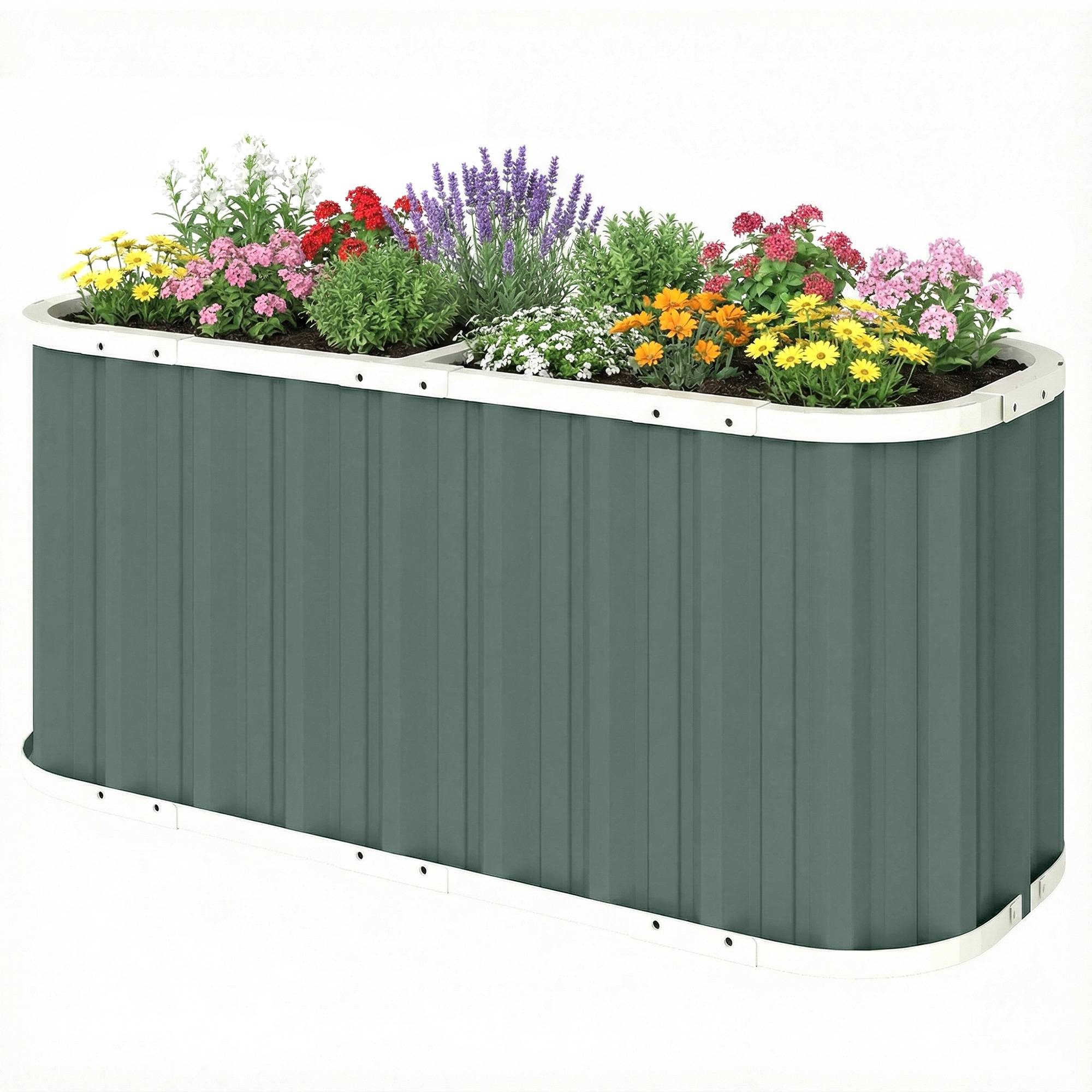 Potager sur pied métal acier galvanisé jardin profondeur extra bords sûrs 136x61 cm vert - ComfortXL Outdoor Living - Image 2