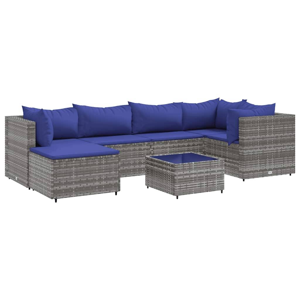 Vidaxl - Salon de jardin 7 pcs avec coussins Gris Résine tressée vidaXL 3308223 - Image 2